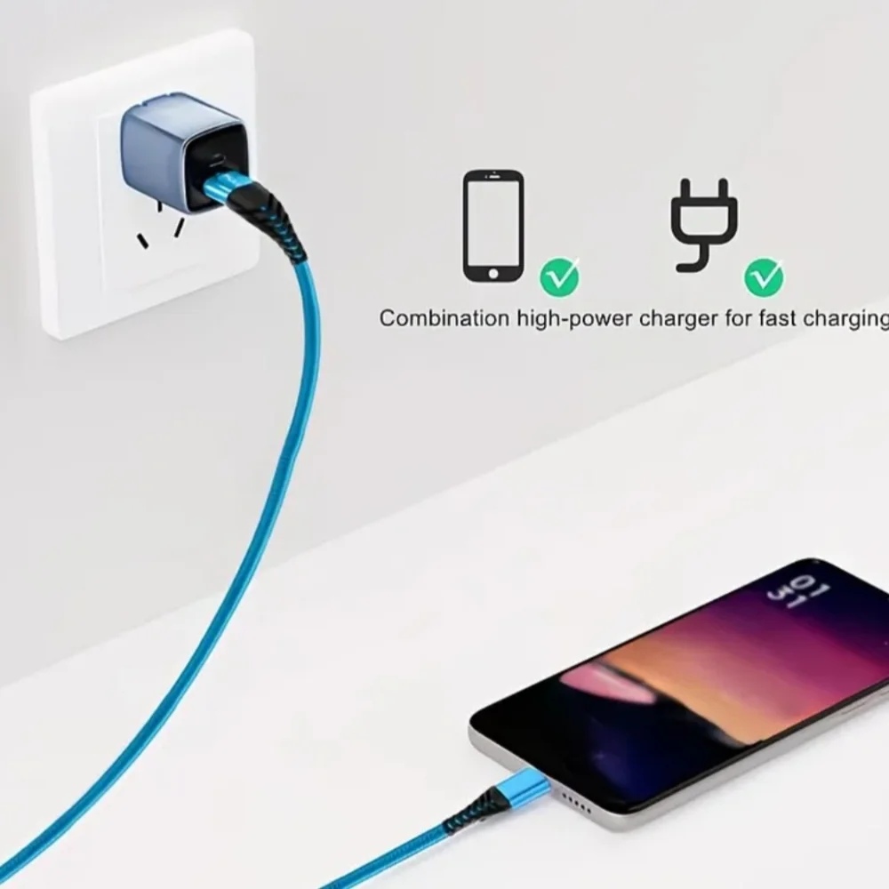 Rose Gold USB-C to USB-A Braided Charging Cable 10 Ft